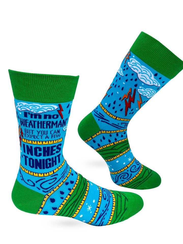 Fabdaz - Wholesale Socks - Men's - I'm No Weatherman But You Can Expect A Few Inches Tonight Men's Novelty Crew Socks0
