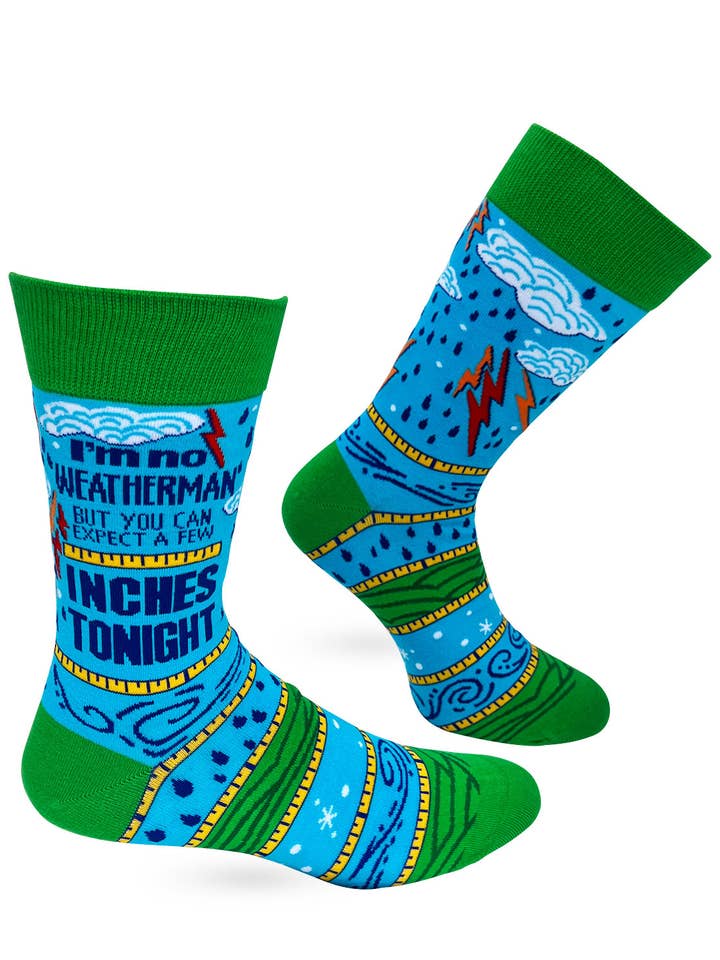 Fabdaz - Wholesale Socks - Men's - I'm No Weatherman But You Can Expect A Few Inches Tonight Men's Novelty Crew Socks