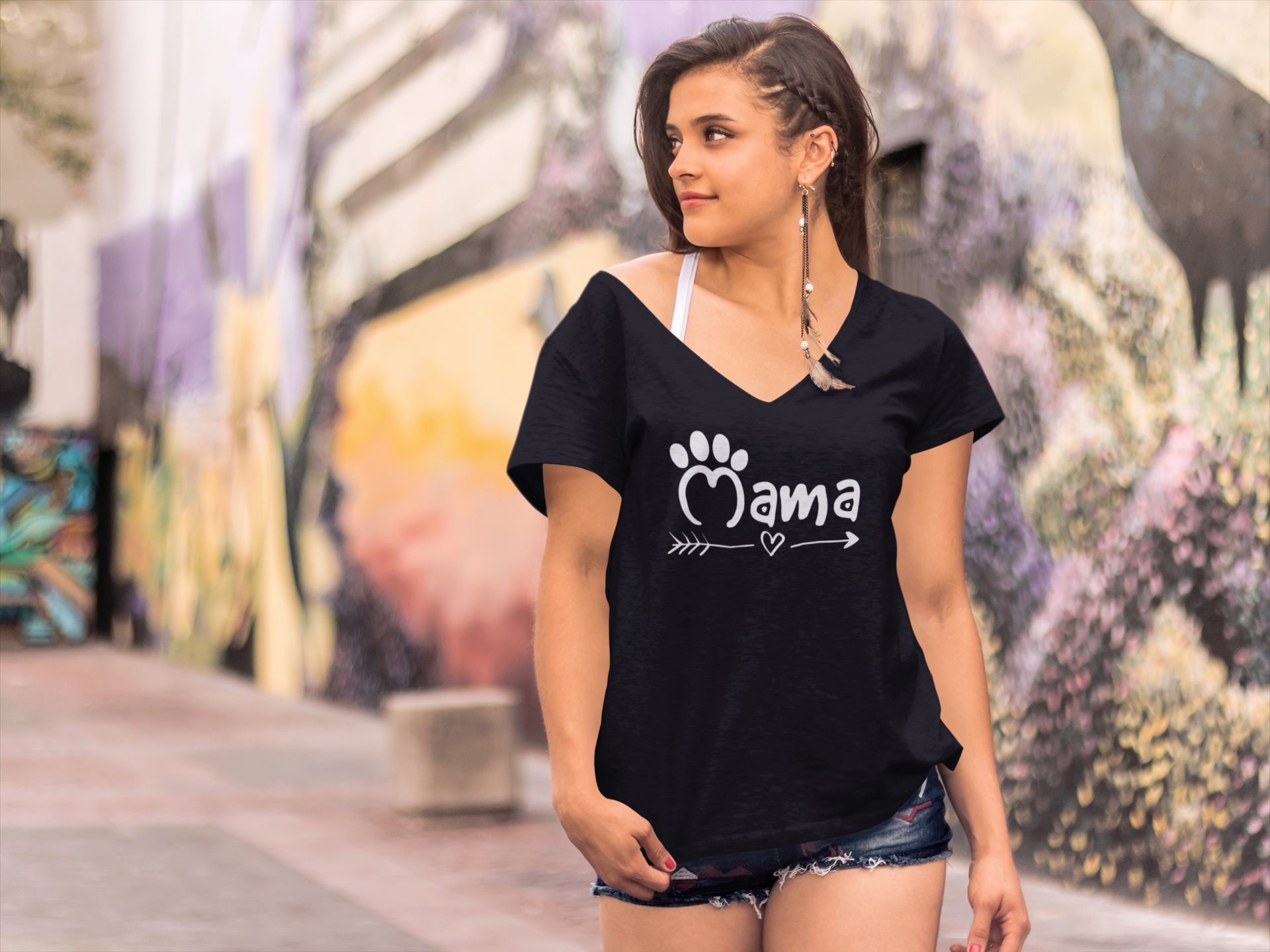 Black ULTRABASIC Women's T-Shirt Paw Mama - Mom Mother Dog Lover Tee Shirt for Ladies for wholesale on Faire2