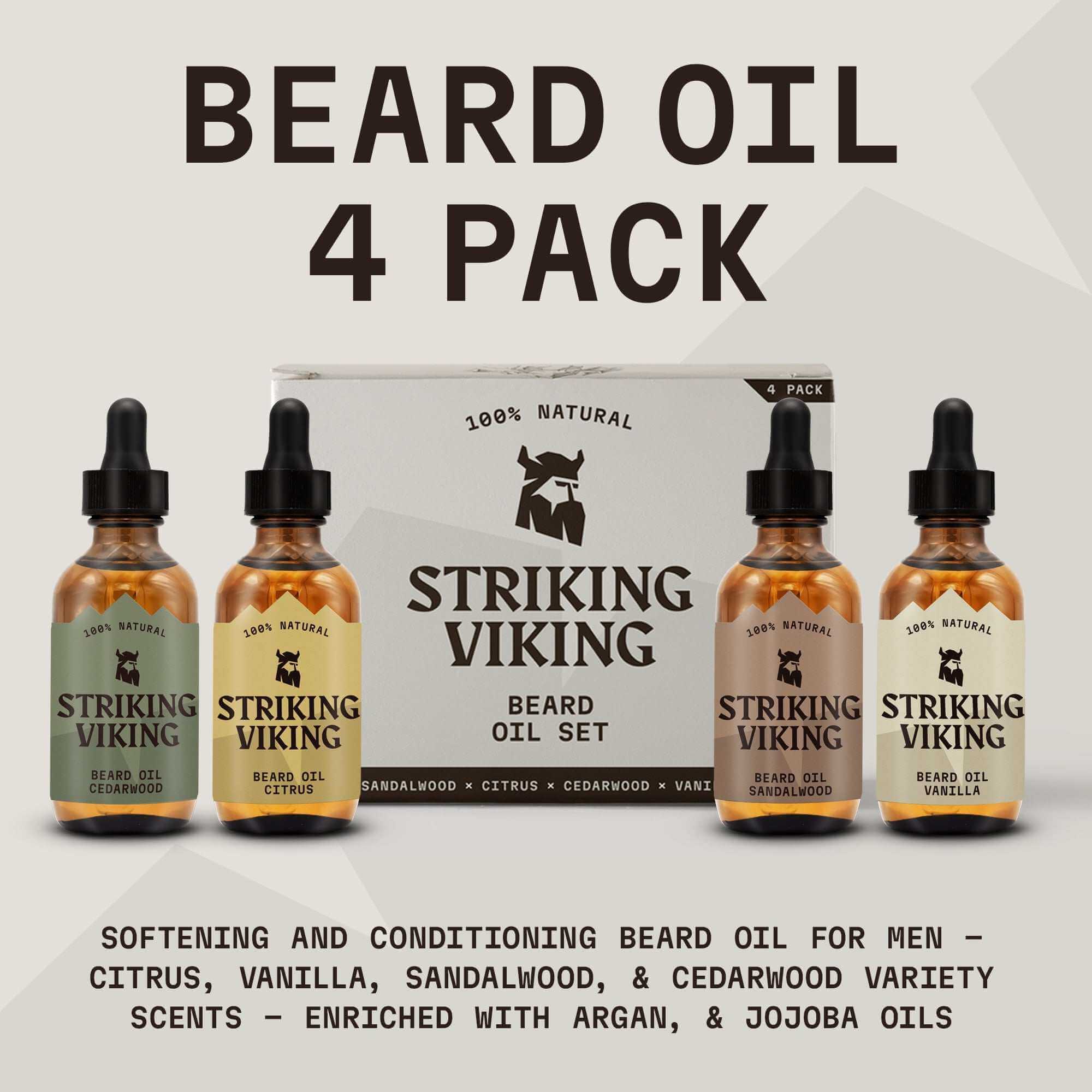 Striking Viking - Wholesale Beard Styling Product - Beard Oil Variety - 4 Pack Set1