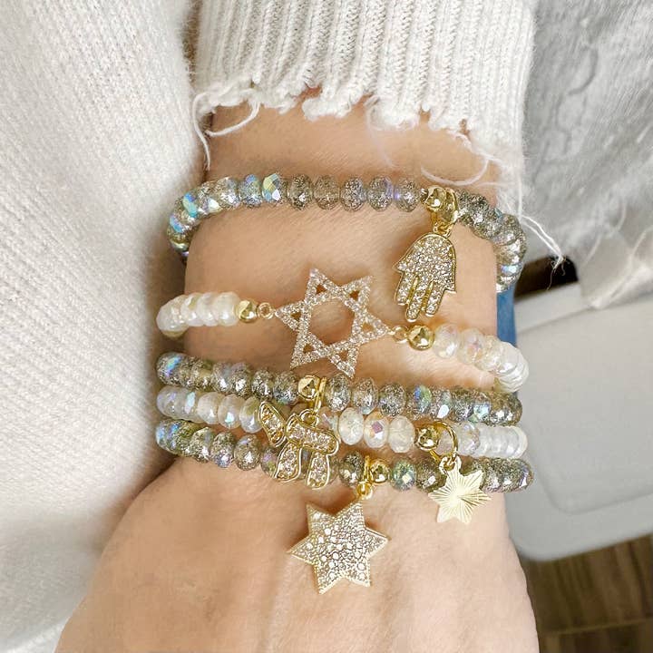 Love, Lisa - Wholesale Charm/Dangle Bracelet - Harper Chai Hamsa Star of David Stack of Judaic Bracelets