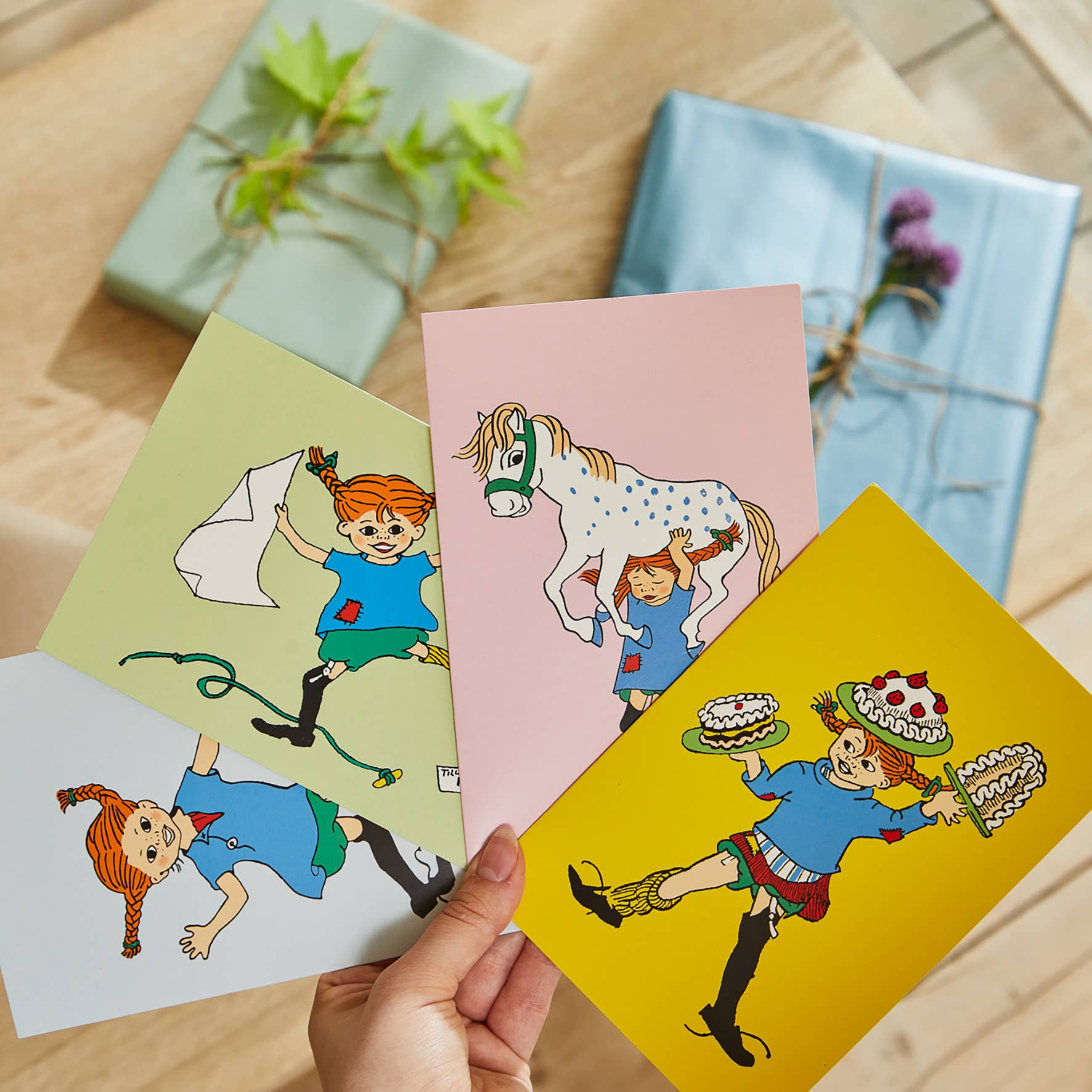 Barbo Toys - Wholesale Birthday Card - Pippi - Greeting Card with Envelope - Pink2