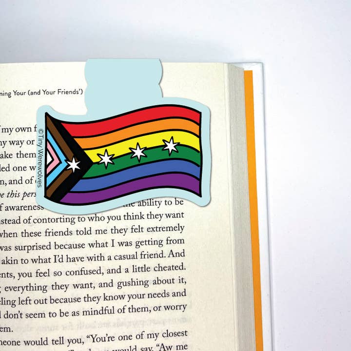 Chicago Progressive Rainbow Pride Flag Laminated Magnetic Bo for wholesale by Tiny Werewolves