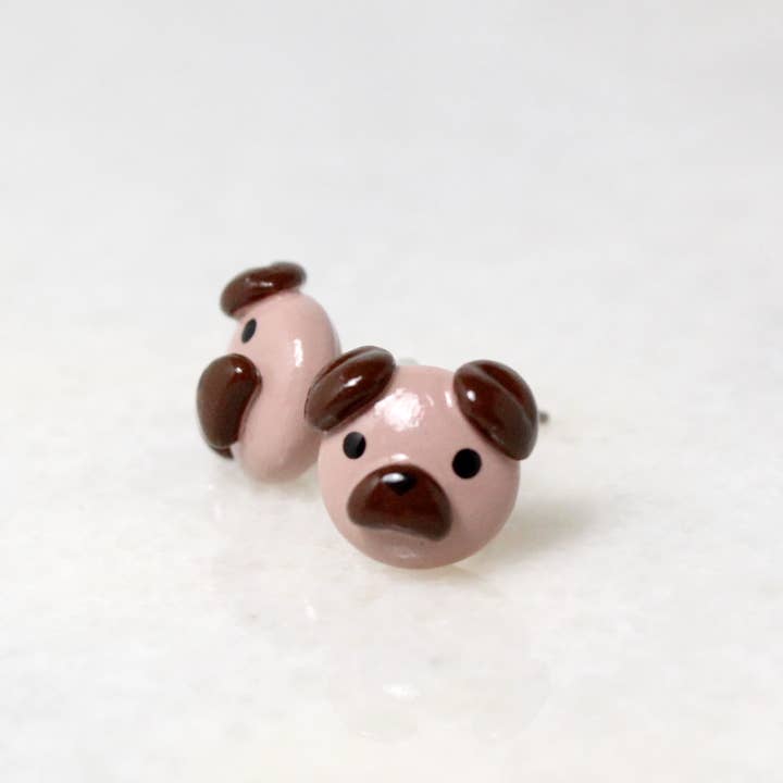 Pug Stud Earrings for wholesale by Mariposa Miniatures