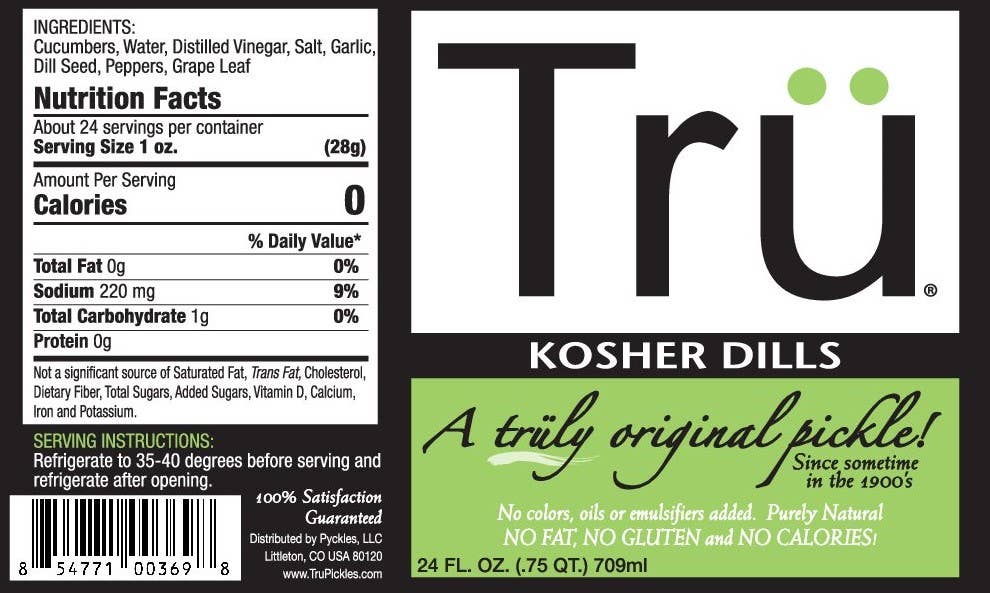 Tru Pickles - Wholesale Pickled Vegetables - Original Kosher Dill 24oz2