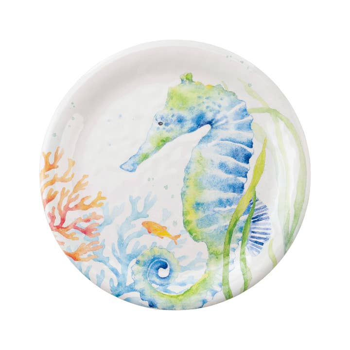 Assiette en mélamine Sea Life Serenade de 9 po, Seahorse pour la vente par Supreme Housewares