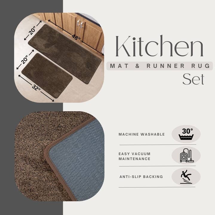 Evideco French Home Goods - Wholesale Floor Mat - Speckled Kitchen Mat Set - Ultra Soft Washable6