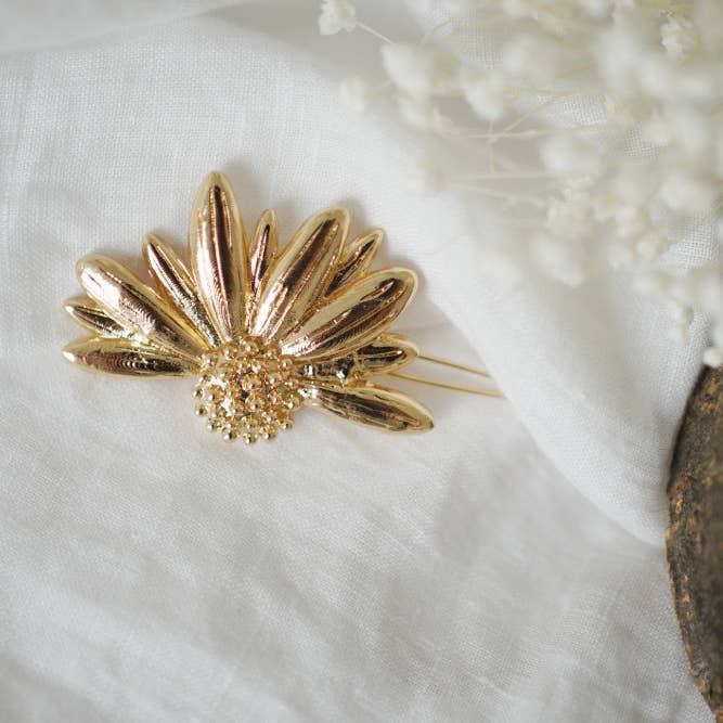 Bohomane - Wholesale Hair Clip - Women's - Millie Half-Flower Gold Hair Clip2