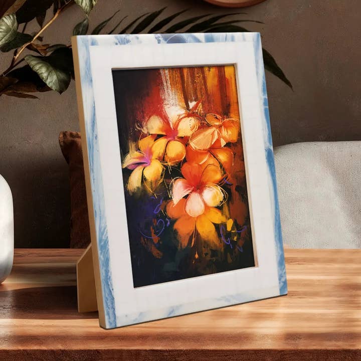 Picture Frame Cosmo Collection Resin Inlay-White & Blue for wholesale by Muqeem & Brothers