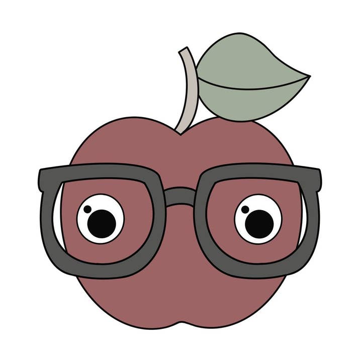 Nerdy Apple with Glasses for wholesale by Maison’s Custom Cutters