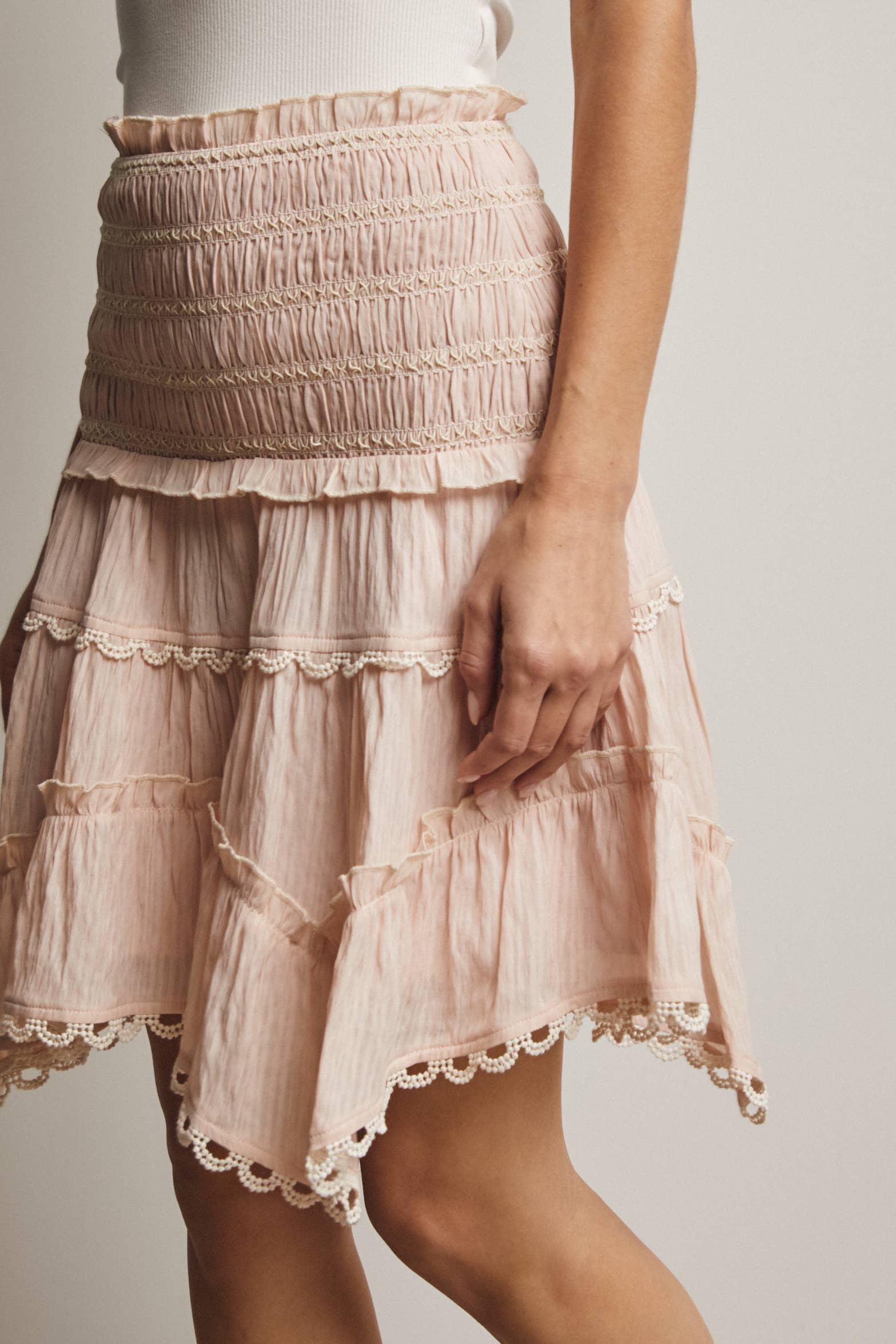 Forte - Wholesale Skirt - Women's - Smocked Ruffle Convertible Skirt/Top FSK000828