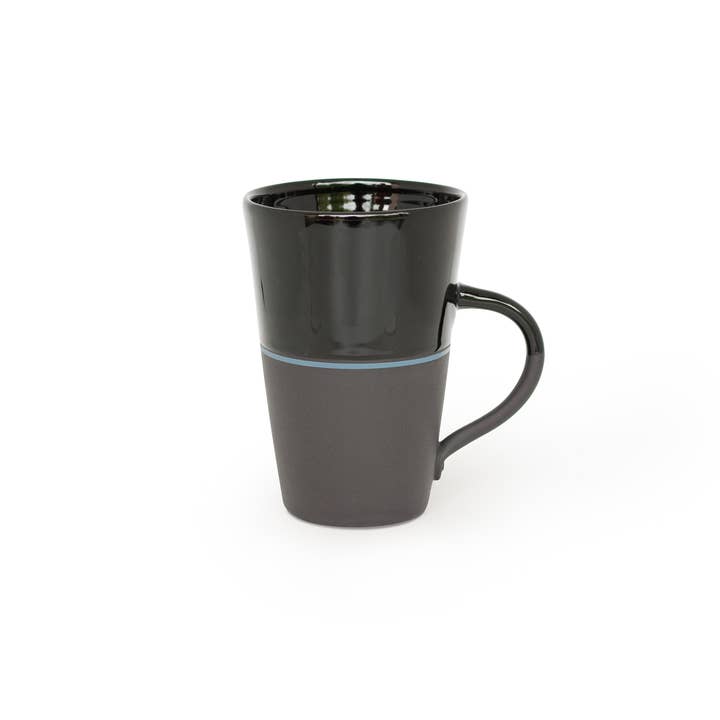 Ambit Tall Mug - Black / French Blue Line for wholesale by Sue Ure Maison