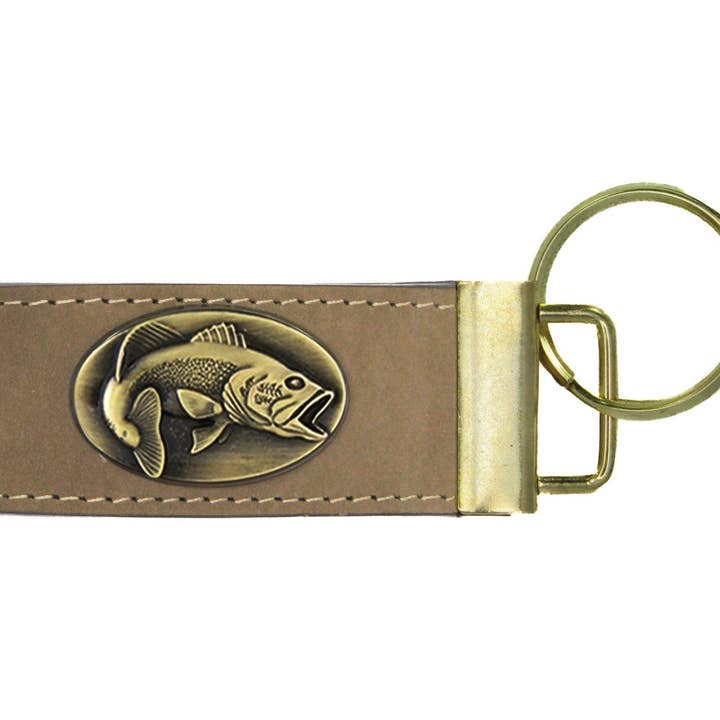 Zep-Pro - Wholesale Keychain - Unisex - Leather Loop Key Fob. Crazyhorse Full Grain Leather With Antique Brass Logo. Bass, Dog, Deer, Mallard3