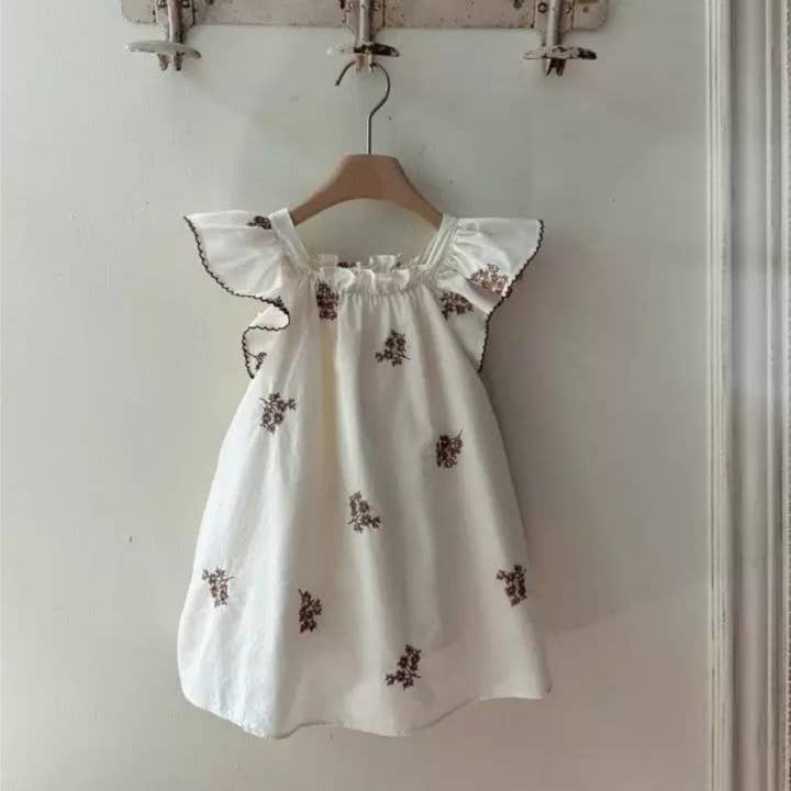 Sommer heiß verkaufendes Baby Kinder Mädchen Flügelärmel Blumenmuster besticktes Prinzessinnenkleid für den Großhandel von MyKids-USA®