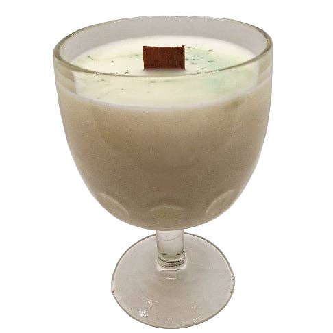 Candela in cera di soia con stoppino in legno in bicchiere di vetro pressato con impronta del pollice per la vendita all'ingrosso da parte di Beloved Bijou Adornments and Apothecary