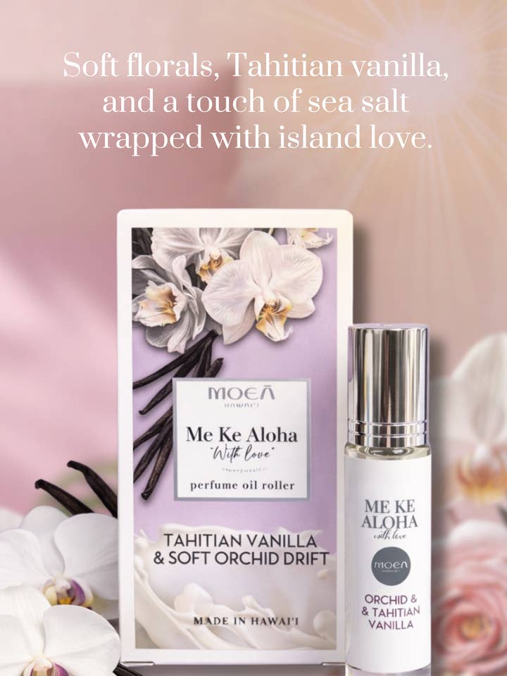 Hawaiian Perfume Oil Roller | Me Ke Aloha — With Love | Tropical Floral Vanilla Gourmand for wholesale by MOEA HAWAII