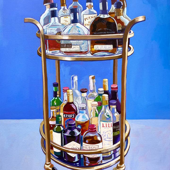 Bar Cart Cocktail Party Art Print for wholesale by Laurel Greenfield Art