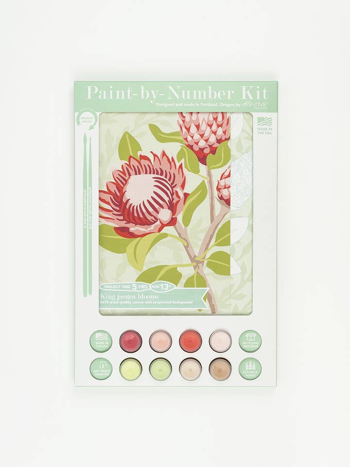 King Protea Blooms Paint-by-Number Kit for wholesale by Elle Crée (She Creates)