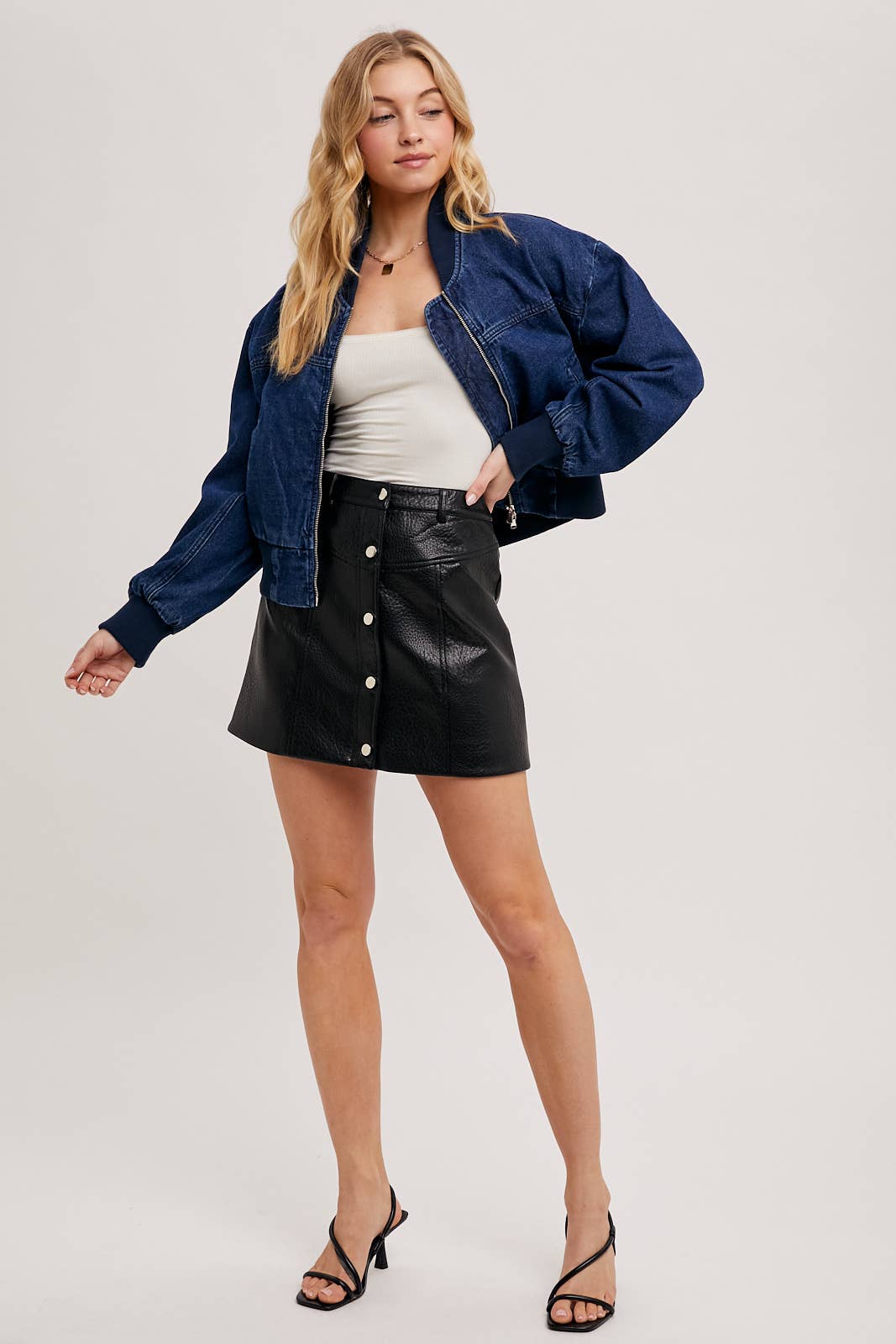 DK WASH DENIM BASEBALL BOMBER JACKET for wholesale on Faire14