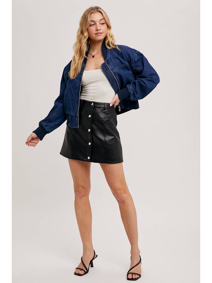 DK WASH DENIM BASEBALL BOMBER JACKET for wholesale on Faire14