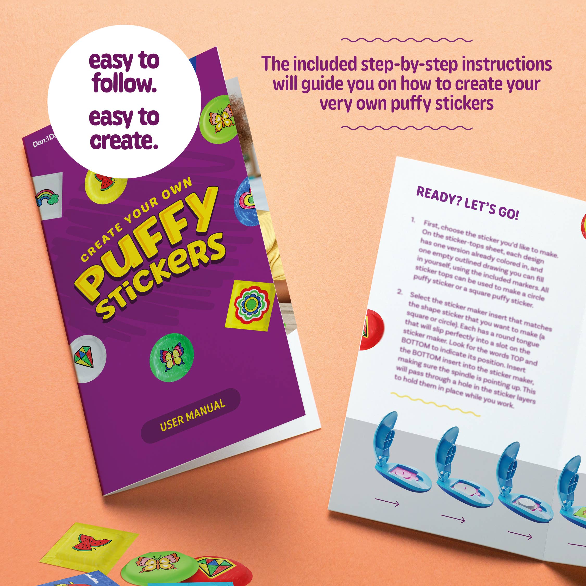 Dan&Darci - Vente Kit de bricolage – enfant - Kit de création d'autocollants en relief pour enfants - fabriquez vos autocollants 3D6