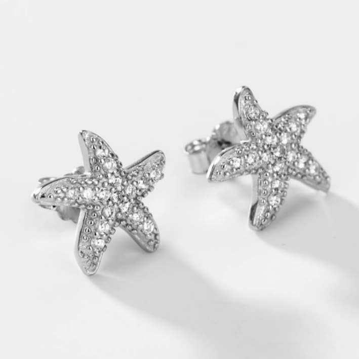 Pendientes estrella de mar brillante para venta al por mayor de Sharon Store