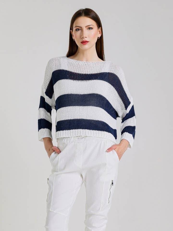 Danisha Gestreifter Pullover (BLS919) für den Großhandel von TINA Stephens Italy/Tees By Tina