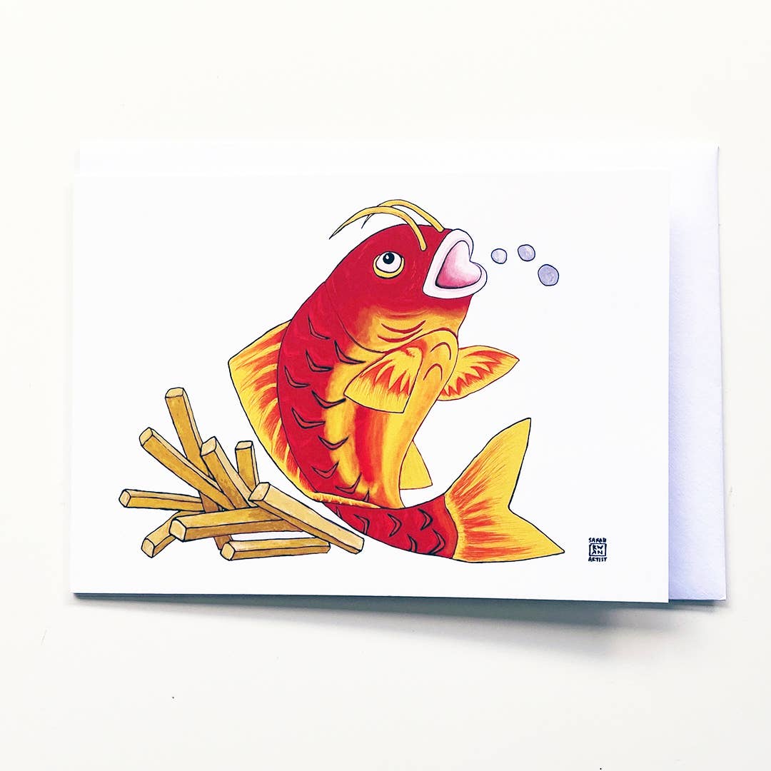 Sarah Kwan Artist – wholesale Everyday greeting card – Fish n Chips Greetings Card0