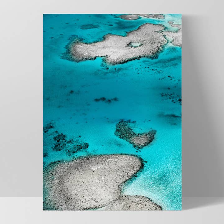 PRINT AND PROPER – wholesale Art print – Aerial Reef Art Print. Aqua Waters Coral Reef Poster Art