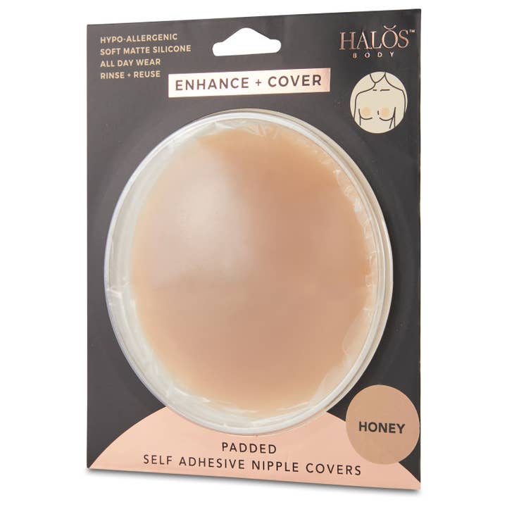 Adhesive Nipple Covers w/ a Boost in Pegged Packaging for wholesale by HALOS Body