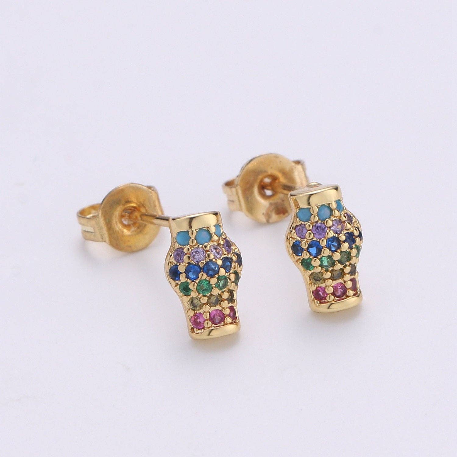 Aim Eternal - Wholesale Stud/Post Earrings - Dainty Stud EARING 1 pair Lampion Earring Gold Micro Pave Earring for Jewelry Christmas Gift Idea, EARRING-12450