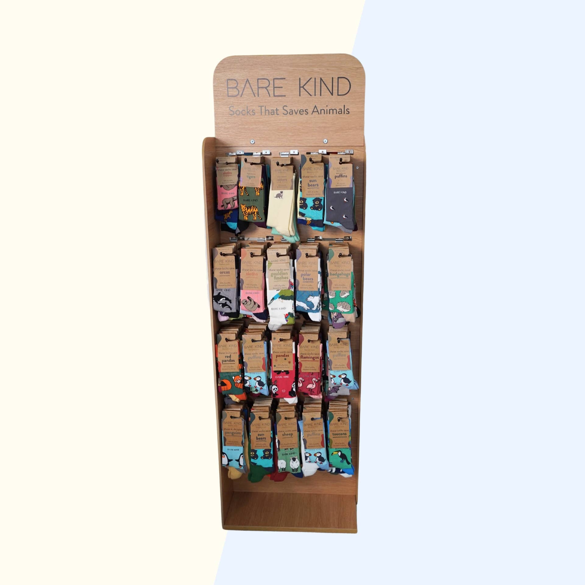 Bare Kind Socks – wholesale Retailer display – Accessories – Double Sided Floor Display Stand | POS | Point of Sale1