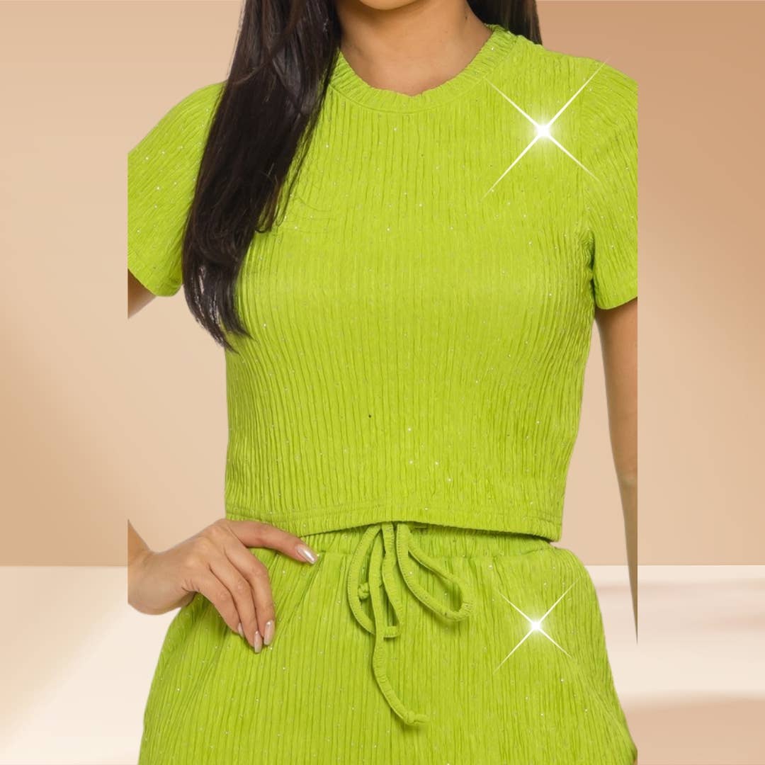 Celystrends – Engroshandel Top- og buksesæt (IKKE Loungewear) - Dame – Pyntet todelt buksetsæt med kort top og snoretræksbukser23