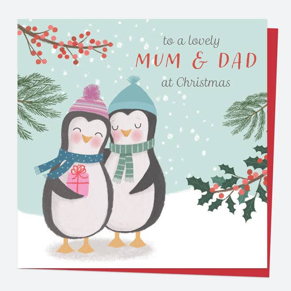 Christmas Card - Polar Pals - Penguin Couple - Mum & Dad for wholesale by Dotty About Paper
