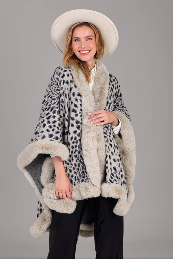 SAACHI - Wholesale Kimono - Women's - Faux Fur Cheetah Party Kimono0