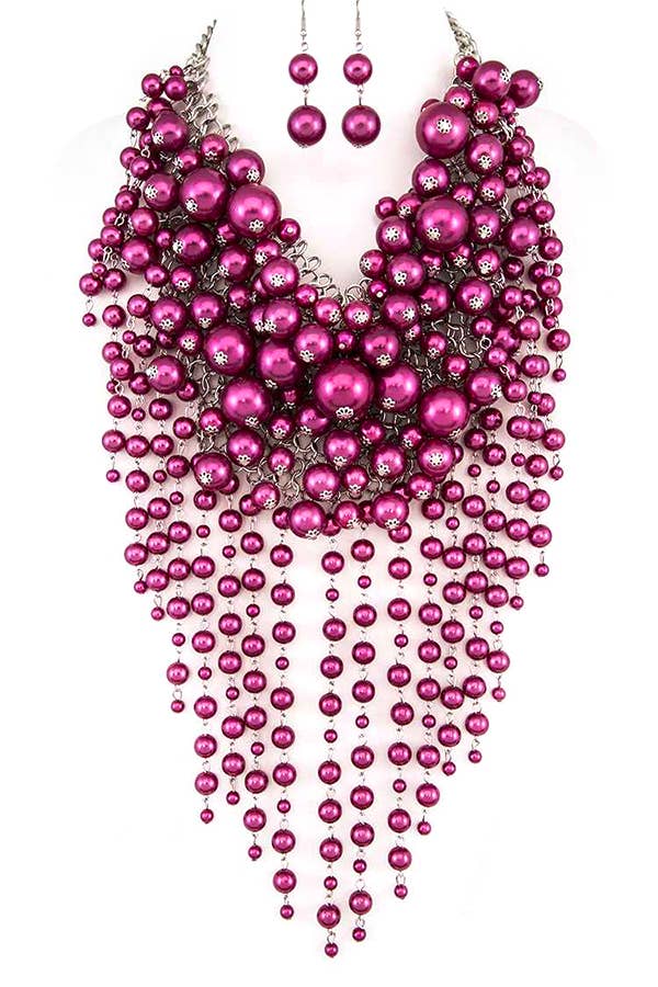 Artini Accessories – wholesale Jewellery set – Head Turner Statement Mix Pearl Layer Necklace Set2