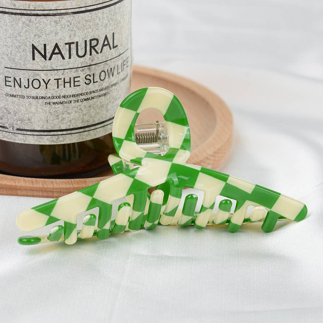 TheDivaSoap – Engroshandel Hårspænde - Dame – 3.93" Checkerboard Acetat Hair Claw Clip, Miljøvenlig5