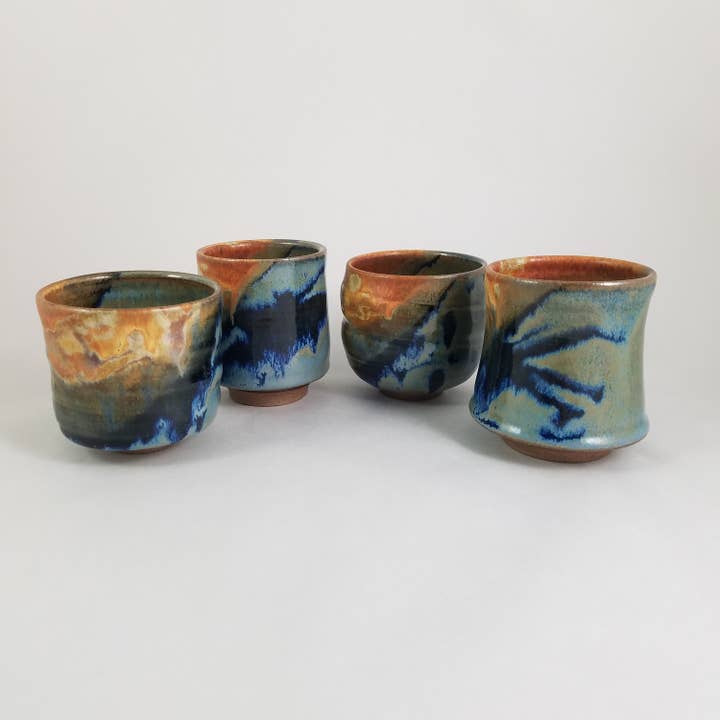 Wine Cup Set In Joe's Blue for wholesale by Clay Coyote