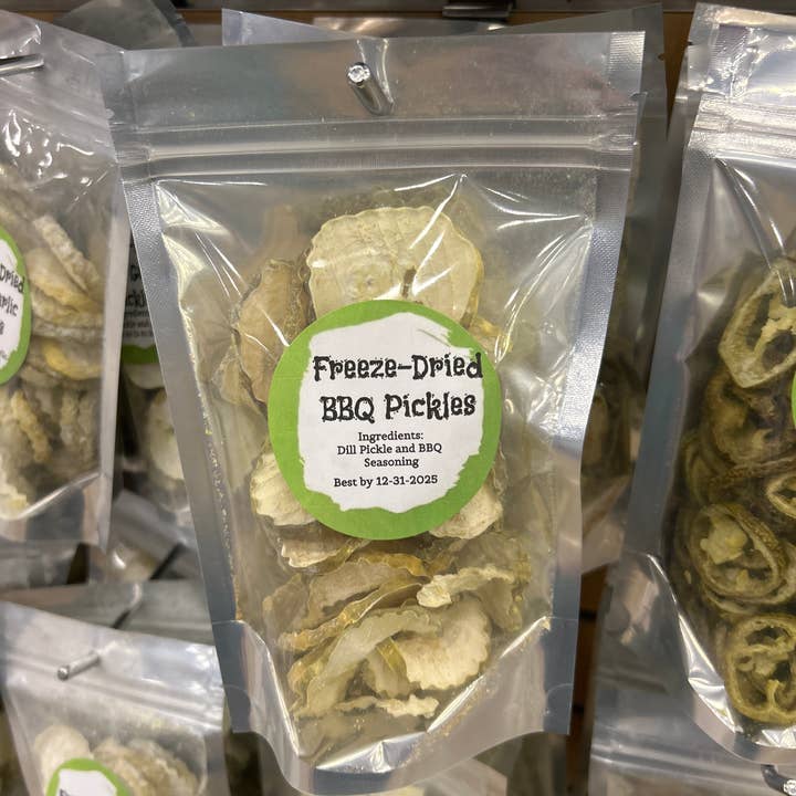 Freeze dried BBQ pickles for wholesale by Rodgers jam berries