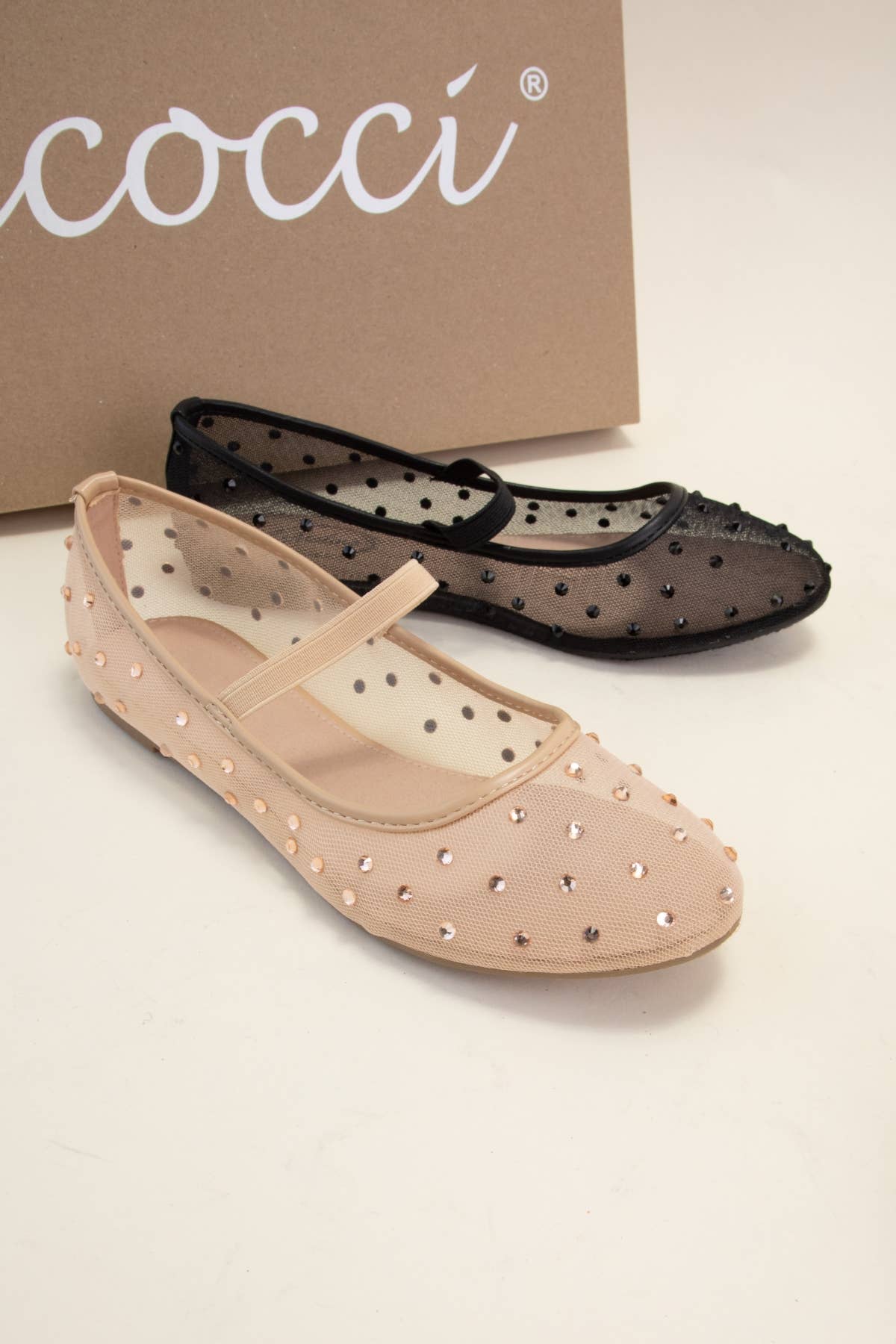 CCOCCI - Wholesale Flats - Women's - SF9787 RHINESTONE EMBELLISHED MESH MARY JANE FLATS0