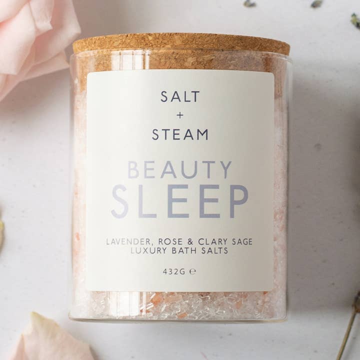 Beauty Sleep - Lavender & Rose Bath Salts 80g & 432g for wholesale by Salt + Steam