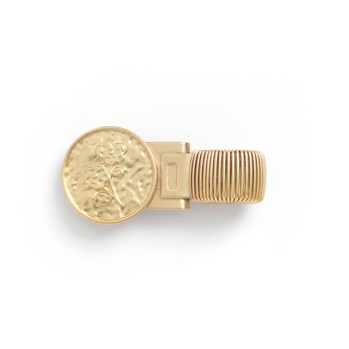 Brass Pen Clip - Floral Coin  for wholesale by Papier