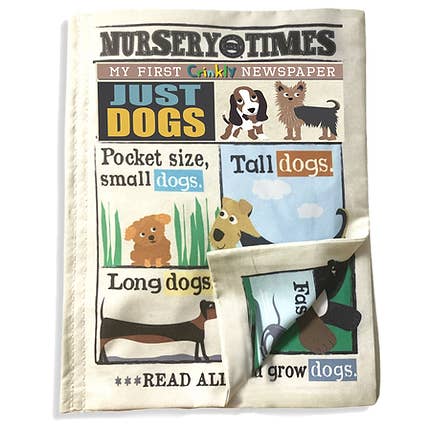 Nursery Times Crinkly Newspaper - Just Dogs and other Purchase Wholesale cloth book. Free Returns & Net 60 Terms on Faire trending on Faire.