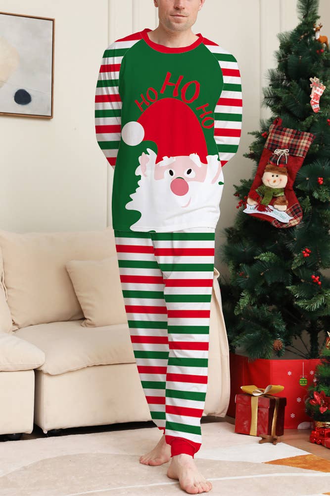 UNISHE - Wholesale Lounge Set - Women's - Striped Santa Print Family Loungewear Set ZZKF1200