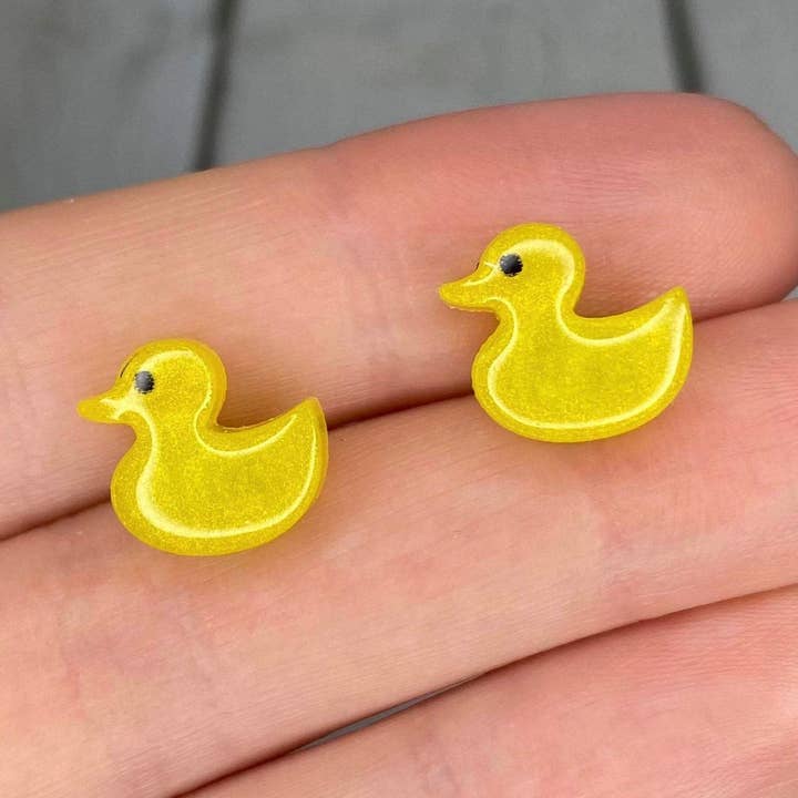Yellow Duck Resin Stud Earrings for wholesale by Panya Jewellery