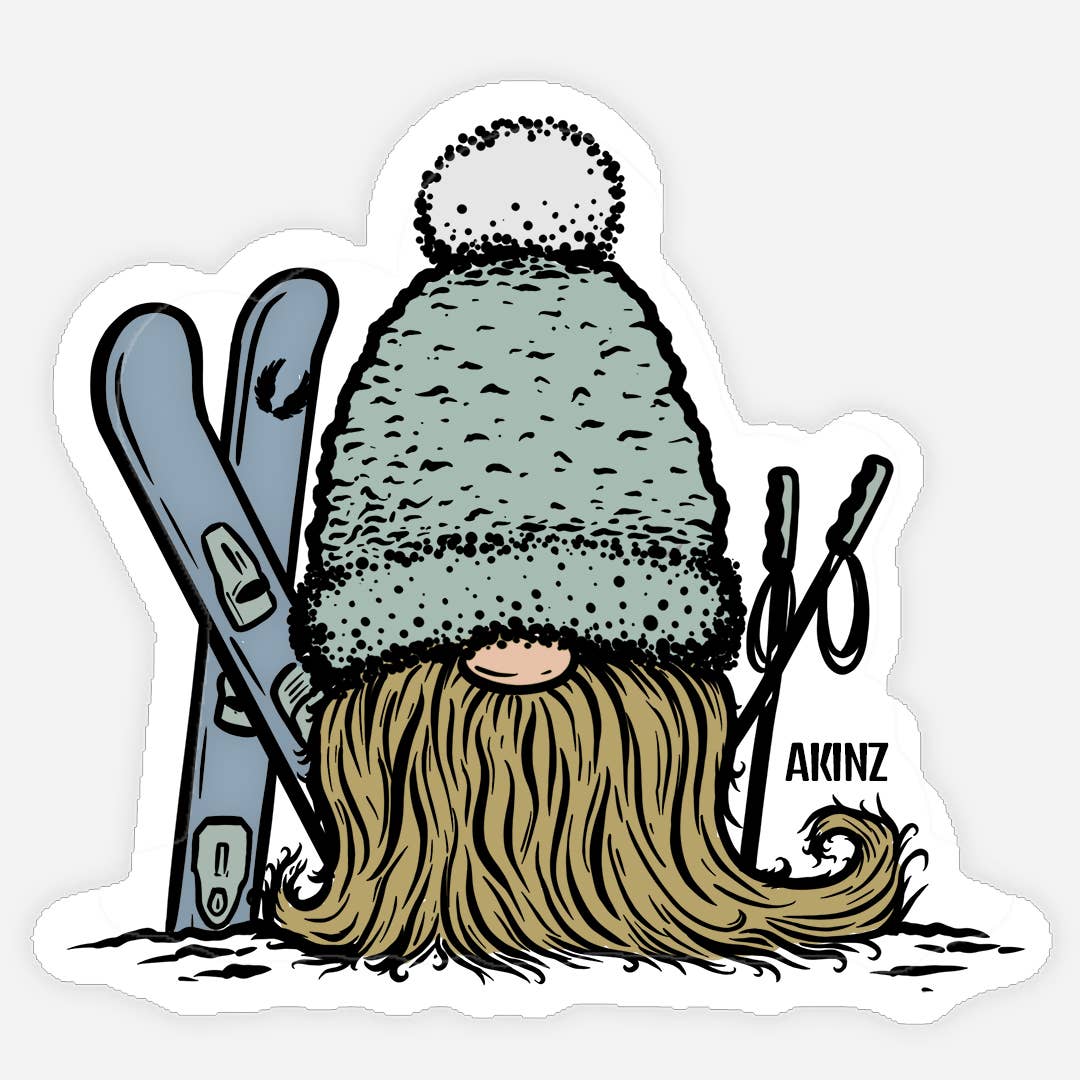 Akinz - Wholesale Sticker - Go Big or Go Gnome Ski Sticker0