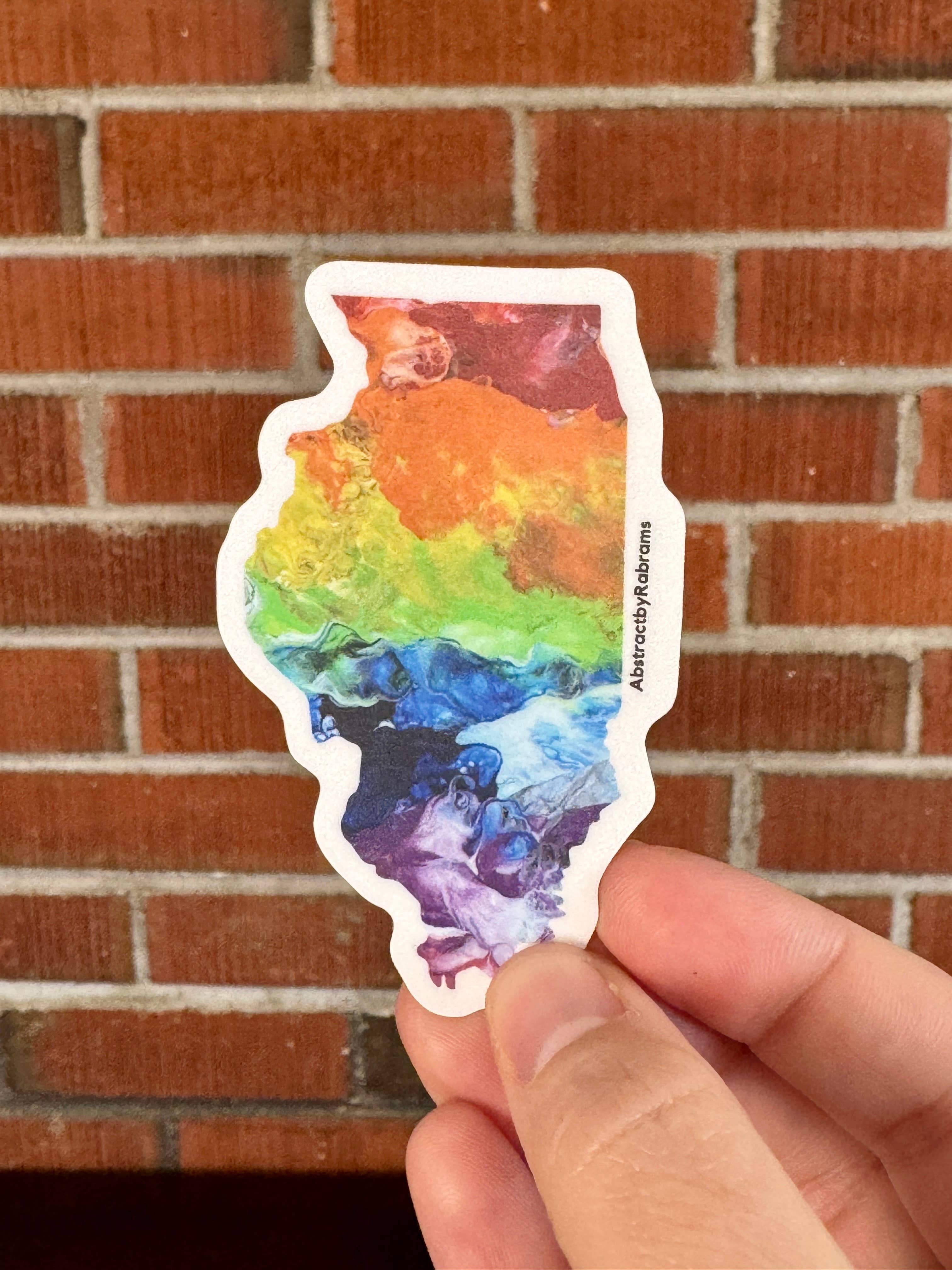 AbstractbyRabrams - Wholesale Sticker - Illinois State Vinyl Sticker - LGBTQ - Rainbow - Trans0