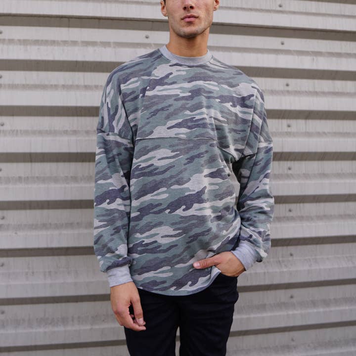 CAMO FRENCH TERRY SEAM SWEATSHIRT for wholesale by Coin 1804