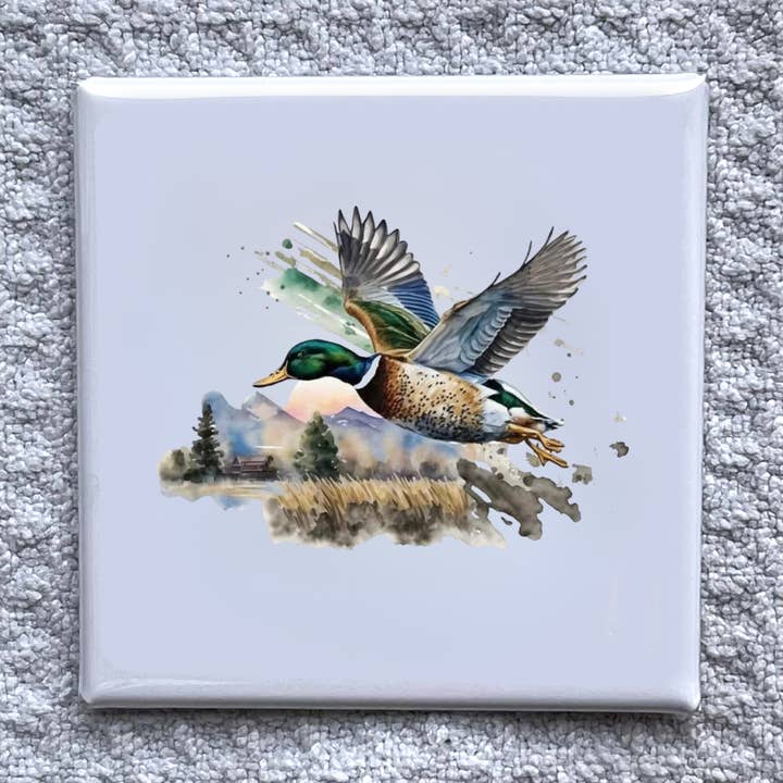 Mallard Duck 2x2" Magnet-Handmade Fridge Décor for wholesale by Made With Aloha Magnets,llc