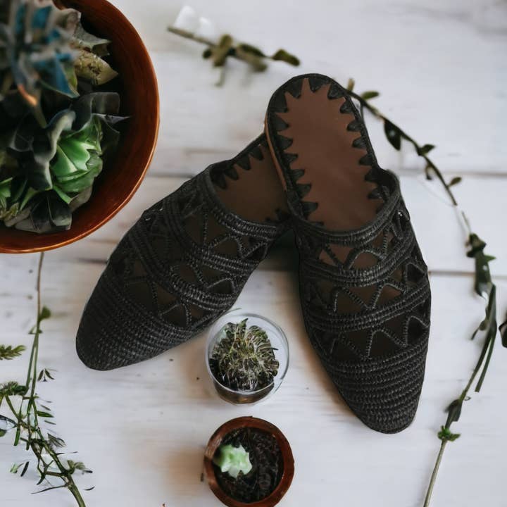 Sandaler Raffia naturelles, spidse muldyr for engroshandel hos Berberparadise